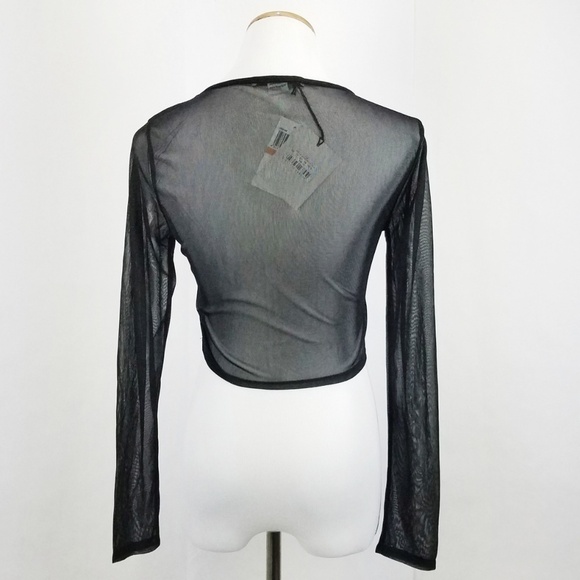 Glam Floral Embroidered Sheer Long Sleeve Crop Top - Picture 4 of 6